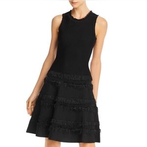 Milly Fringe-Trim Fit-&-Flare Sweater Dress